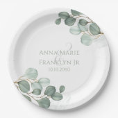 Assiettes En Carton Eucalyptus Verdure Mariages Élégant Foliage (Devant)