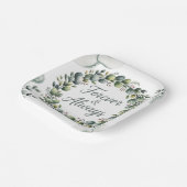 Assiettes En Carton Eucalyptus vert à la menthe (Angulaire)