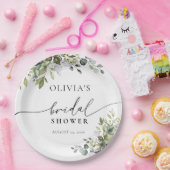 Assiettes En Carton Eucalyptus vert Fête des mariées florale (Fête)