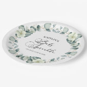 Assiettes En Carton Eucalyptus Vert Feuille Botanique Bébé saupoudré (Angle)