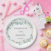 Assiettes En Carton Eucalyptus vert or (Fête)