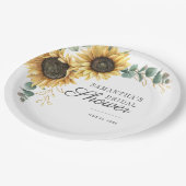 Assiettes En Carton Eucalyptus Vert Tournesol Floral (Angle)