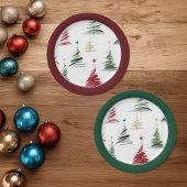 Assiettes En Carton Evergreen Minimalist Modern Christmas Tree 