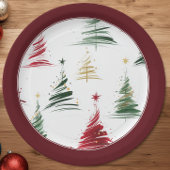 Assiettes En Carton Evergreen Minimalist Modern Christmas Tree 