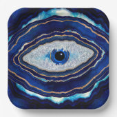 Assiettes En Carton Evil Bleu Agate Géode Ditital Art (Recto)