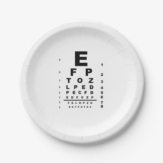 Assiettes En Carton Examen du graphique de test des yeux (Devant)