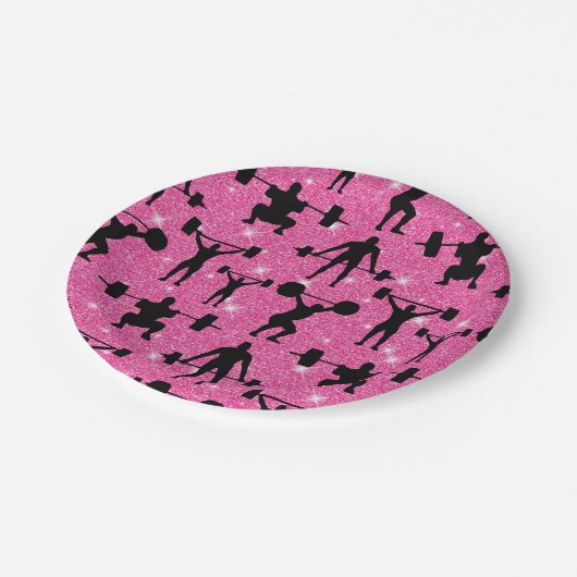 Assiettes En Carton Exercice de musculation Sport Parties scintillant  (Angle)