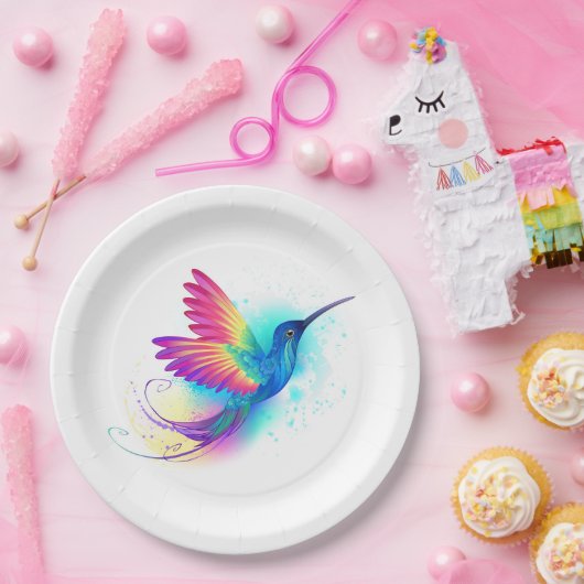 Assiettes En Carton Exotic Rainbow Hummingbird (Fête)