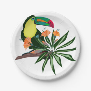 Assiettes En Carton Exotique toucan tropical oiseau coloré nature hawa