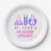 Assiettes En Carton Expérience scientifique Neon rose fille Anniversai (Devant)