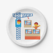 Assiettes En Carton Exploitant De Grue Et Travailleur De Construction (Devant)