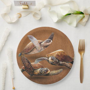 Assiettes En Carton Extinction d'animaux de tortues marines Sauvez les