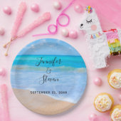 Assiettes En Carton Extraordinaire Beach Tropical Scene Photo Mariage (Fête)