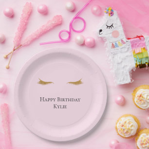 Assiettes En Carton Eyelashes de Parties scintillant de Glam en or ros