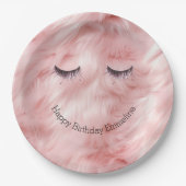 Assiettes En Carton Eyelashes Faux Fur Rose (Devant)