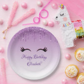 Assiettes En Carton Eyelashes noir élégant et Parties scintillant viol (Fête)