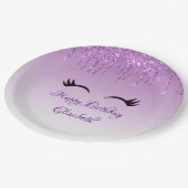 Assiettes En Carton Eyelashes noir élégant et Parties scintillant viol (Angle)