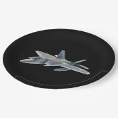 Assiettes En Carton F-22 Raptor Fighter Jet en noir (Angle)