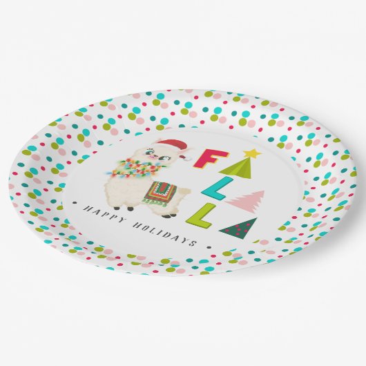 Assiettes En Carton FA LA LA mignonne lama moderne festif amusant enfa (Angle)