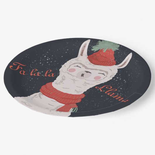 Assiettes En Carton Fa la Llama Noël (Angle)