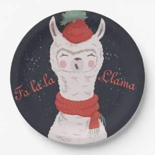 Assiettes En Carton Fa la Llama Noël