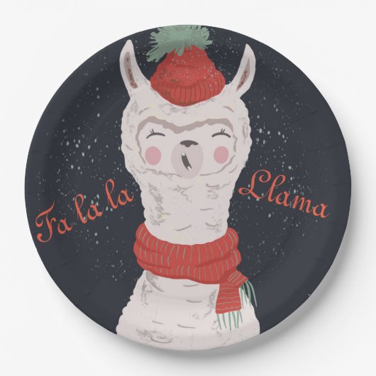 Assiettes En Carton Fa la Llama Noël (Devant)
