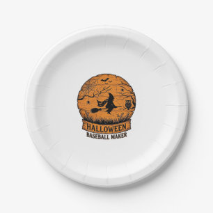 Assiettes En Carton Fabricant de baseball Halloween Sorcière volante L