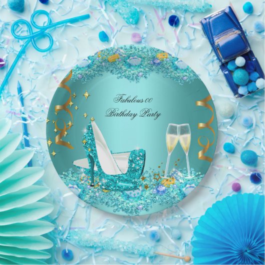 Assiettes En Carton Fabuleuse Parties scintillant bleue Turquoise (Fête)