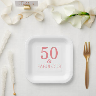 Assiettes En Carton Fabuleux 50 Anniversaire Coral Rose Couleur person