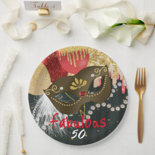 Assiettes En Carton Fabuleux 50 Mascarade en bronze Masque & Perles