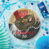 Assiettes En Carton Fabuleux 50 Mascarade en bronze Masque & Perles (Fête)