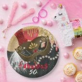 Assiettes En Carton Fabuleux 50 Mascarade en bronze Masque & Perles (Fête)