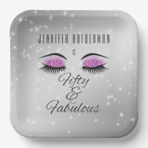 Assiettes En Carton Fabuleux 50 Plaques de Carré Black Hot Pink Glam