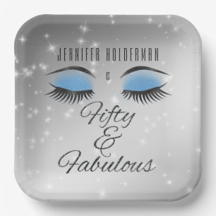 Assiettes En Carton Fabuleux 50 Plaques de papier de verre bleu noir