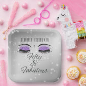 Assiettes En Carton Fabuleux 50 Plaques en papier de verre violet noir (Fête)