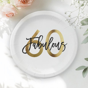 Assiettes En Carton Fabuleux 60e   Anniversaire d'or chic moderne