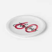 Assiettes En Carton Fabuleux 60e | Chic moderne élégant rouge Annivers (Angle)