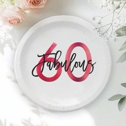 Assiettes En Carton Fabuleux 60e | Chic moderne élégant rouge Annivers