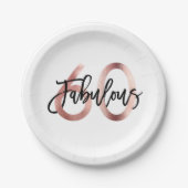 Assiettes En Carton Fabuleux 60e | Moderne Elegant Rose Gold Anniversa (Devant)