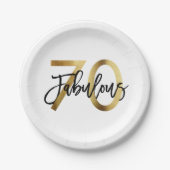 Assiettes En Carton Fabuleux 70e | Anniversaire d'or chic moderne (Devant)