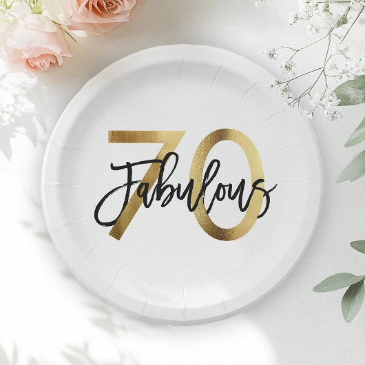 Assiettes En Carton Fabuleux 70e | Anniversaire d'or chic moderne