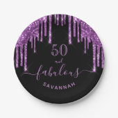 Assiettes En Carton Fabuleux anniversaire noir violet parties scintill (Devant)