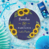 Assiettes En Carton Fabuleux et Cinquante Anniversaire Moderne Bleu To (Fête)