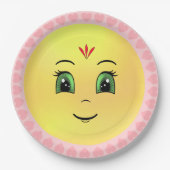 Assiettes En Carton Face & Coeurs Soleil Joyeux Moderne (Devant)