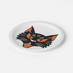 Assiettes En Carton Face de chat noir Halloween