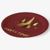 Assiettes En Carton Face de licorne sur rouge (Angle)