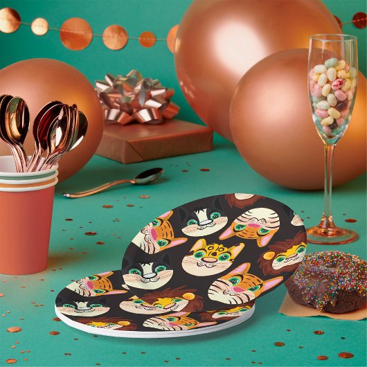 Assiettes En Carton Faces de chat