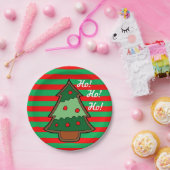 Assiettes En Carton Fâcheux rayures et sapin de Noël (Fête)