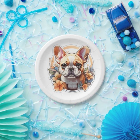 Assiettes En Carton Facile à personnaliser Frenchie (Fête)