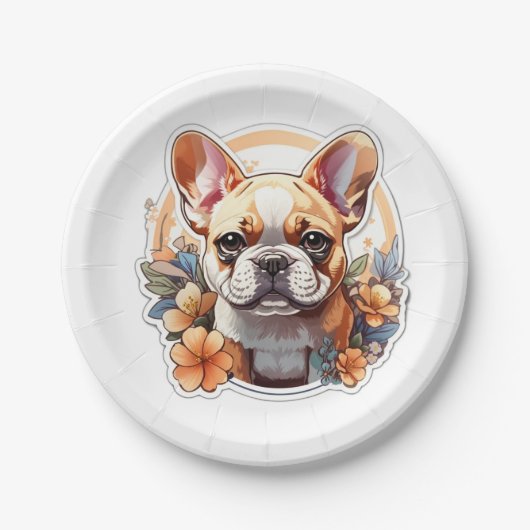 Assiettes En Carton Facile à personnaliser Frenchie (Devant)